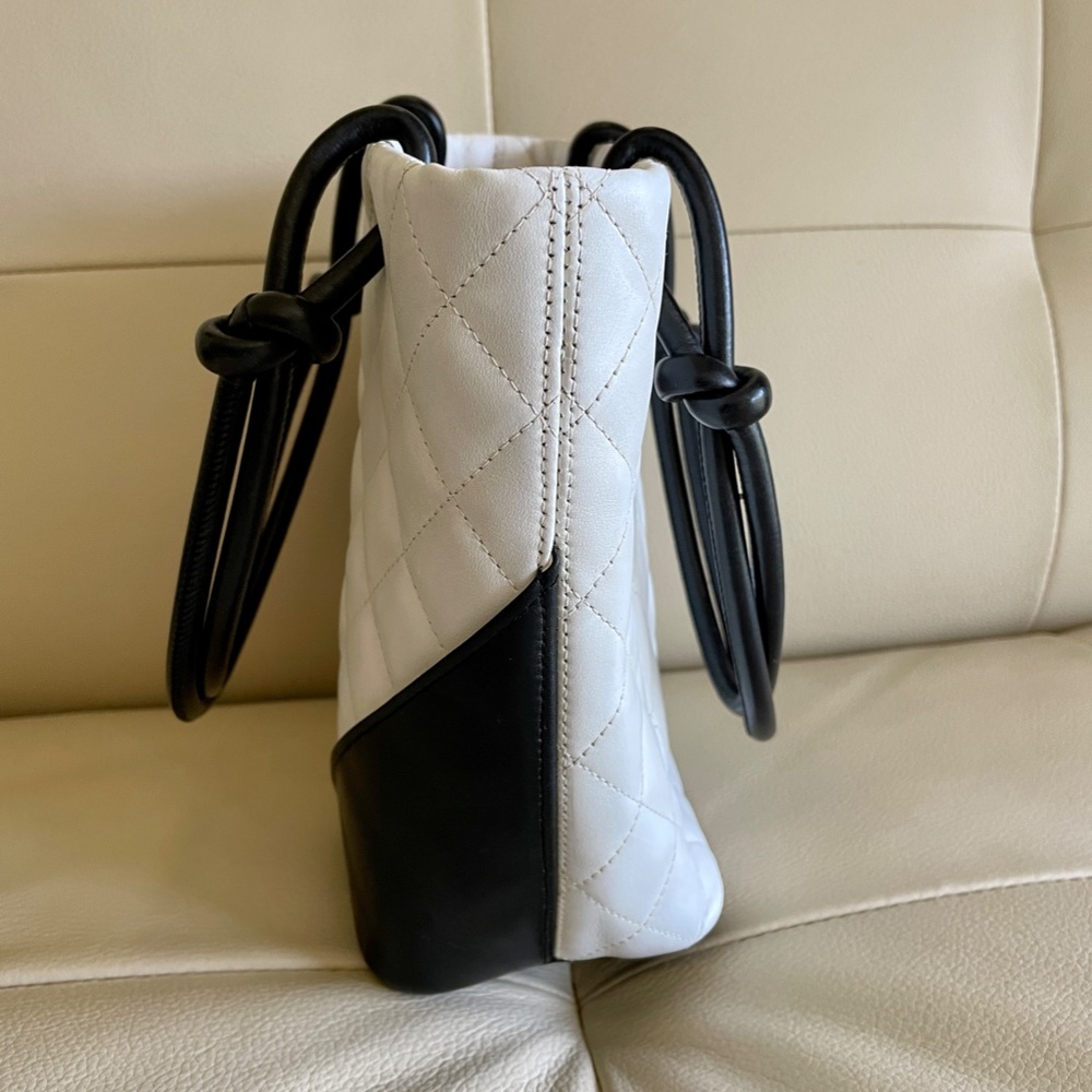 Chanel White Black Quilted Cambon Mini Tote Bag - Picture 9 of 13